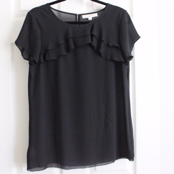 LOFT Tops - Loft Black Ruffle Top